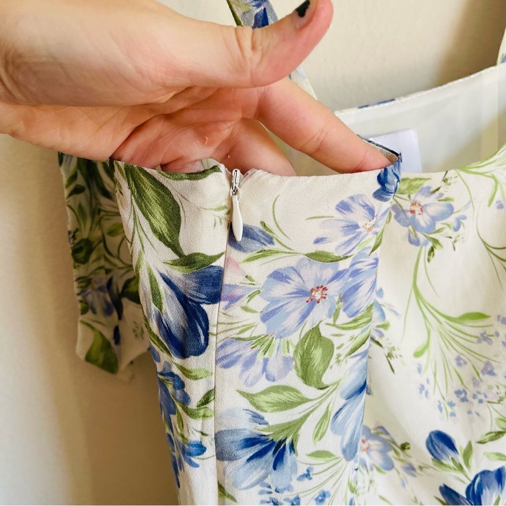 YUMI KIM Ivory & Blue Floral Tie Strap Maxi Dress XS - Picture 5 of 9